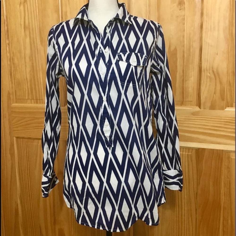 J CREW Long Sleeve Geometric Top